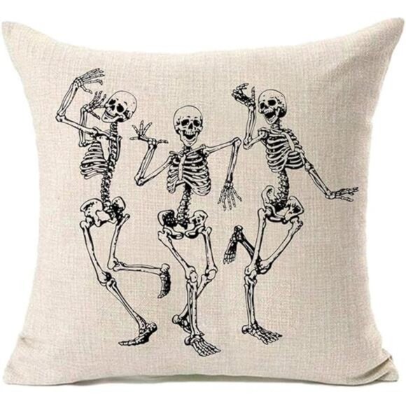 Halloween Skull Pillow Covers, Home Decor Cotton Linen Sofa Throw Pillow Case - Picture 5 of 5